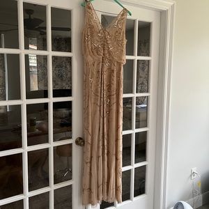 Adrianna Papell Neutral Beaded Dress
